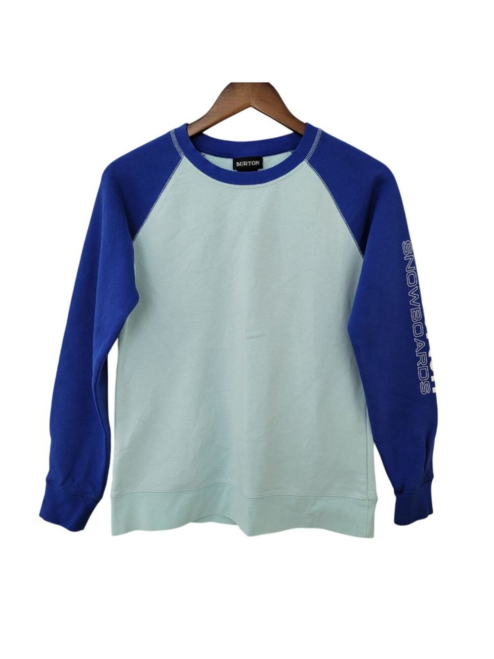 Burton Moonridge Crewneck Fleece Sweatshirt Womens Sz S Blue Graphic Sleeve
